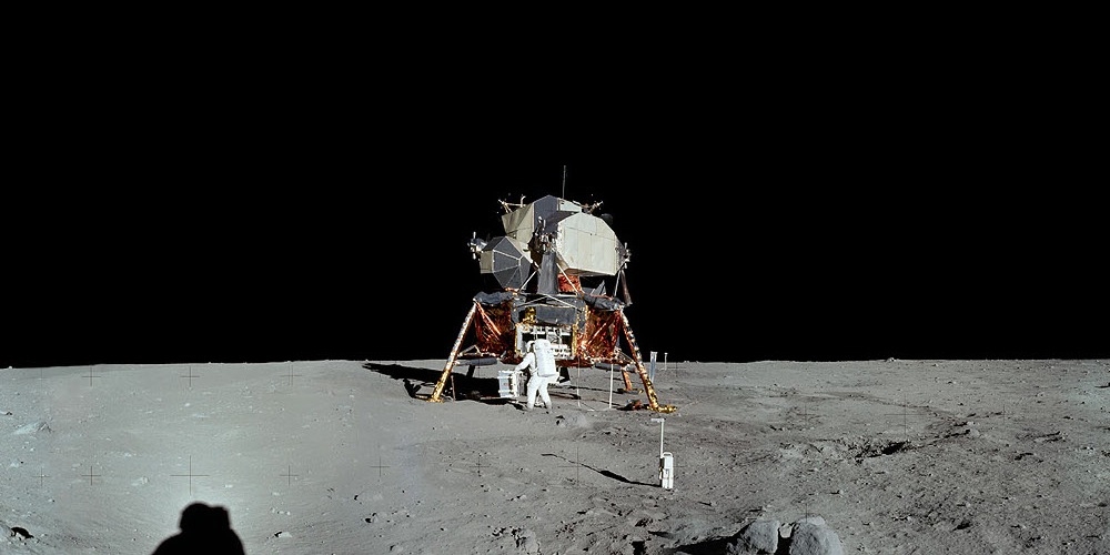 De Amerikaanse Maanlander tijdens de Apollo 11 missie
