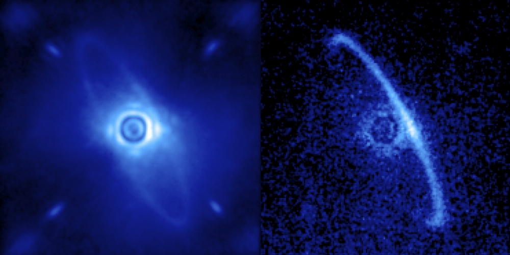 Een stofring rond de ster HR 4796A, gemaakt door de Gemini Planet Imager