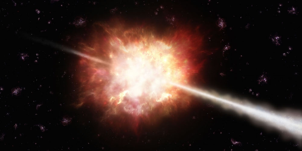 Artistieke impressie van een 'gamma ray burst'.