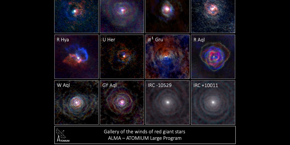Twaalf verschillende sterren met verschillende vormen van de sterrenwinden.