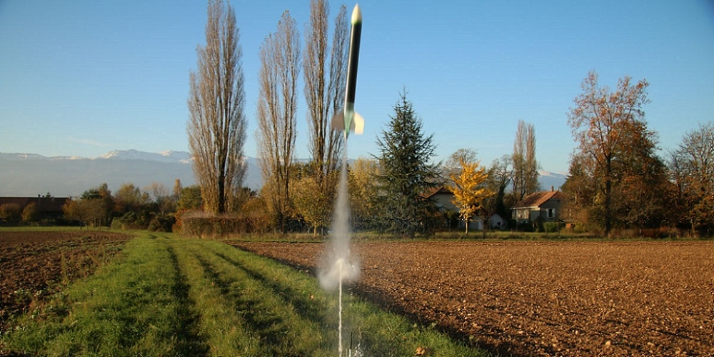 Lancering van een waterraket
