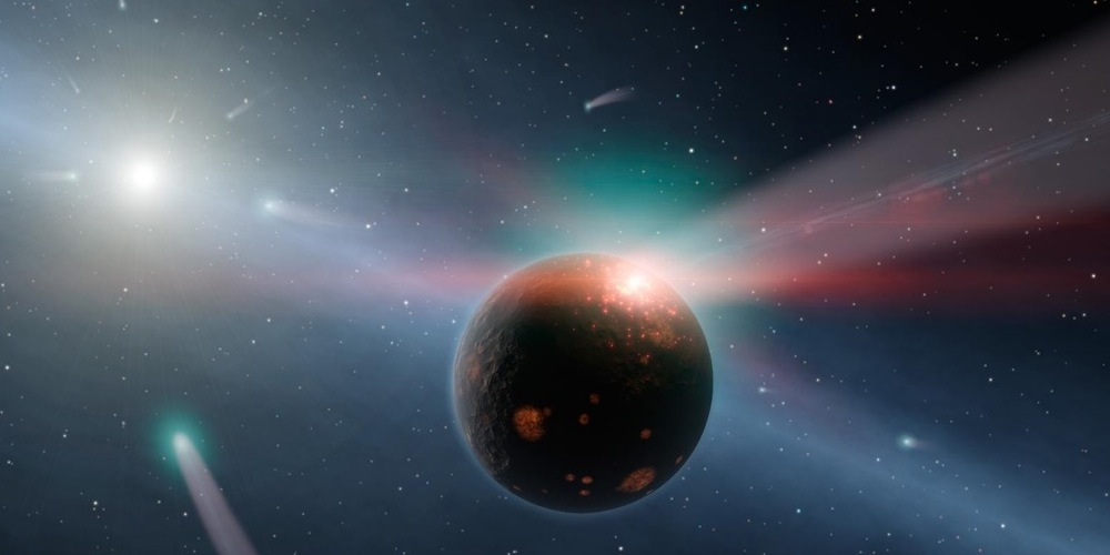 Artistieke impressie van kometen rondom een andere ster