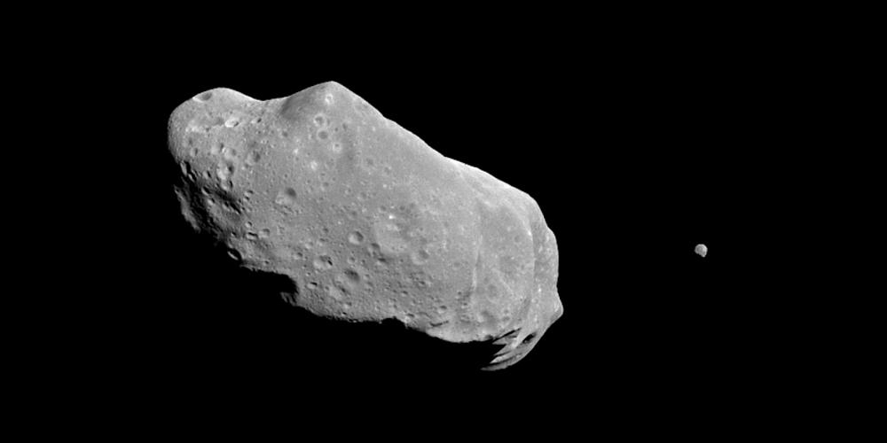 Foto van de asteroïde Ida en het maantje Dactyl