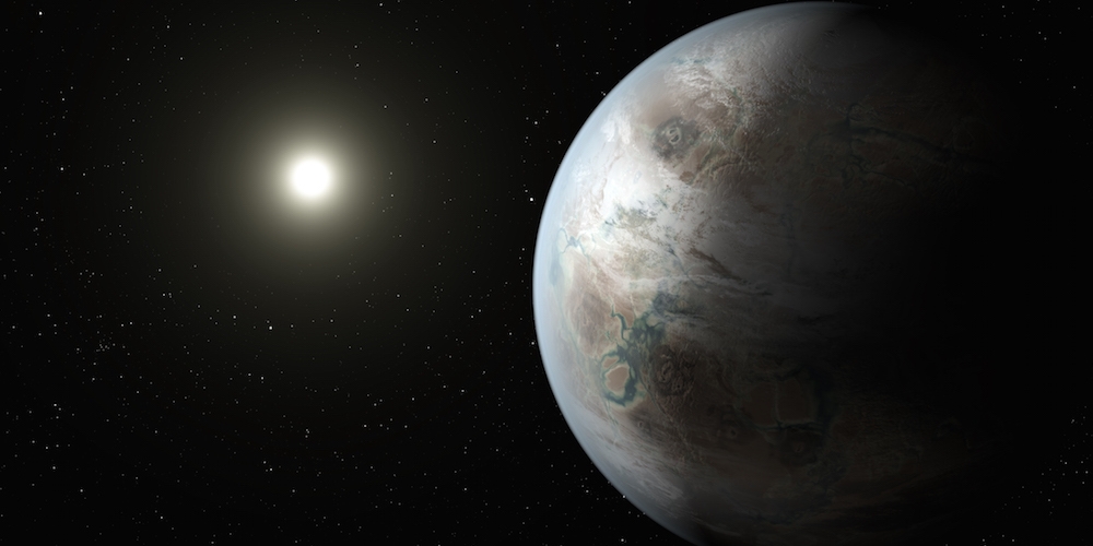 Artistieke impressie van de exoplaneet Kepler-452b
