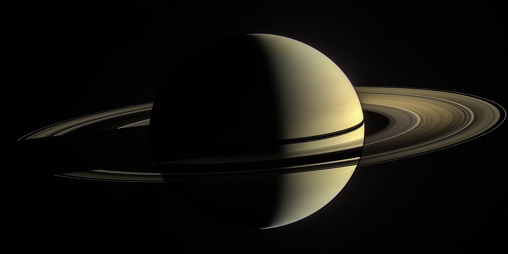 De planeet Saturnus. 