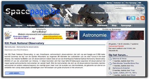 Spacepage homepage
