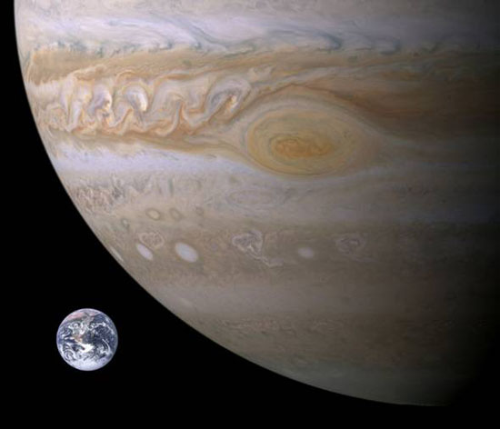 Jupiter en aarde